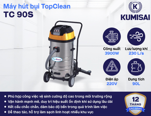 Máy hút bụi công nghiệp TopClean TC 90S (3 motor) - 2